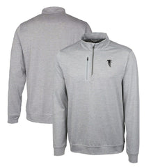 Cutter & Buck Stealth Heathered Big & Tall Throwback Logo Quarter-Zip Pullover Top - Atlanta Falcons