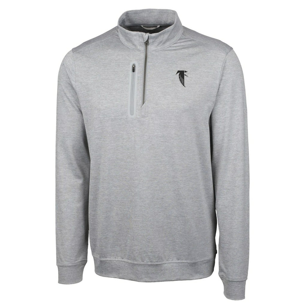 Cutter & Buck Stealth Heathered Big & Tall Throwback Logo Quarter-Zip Pullover Top - Atlanta Falcons