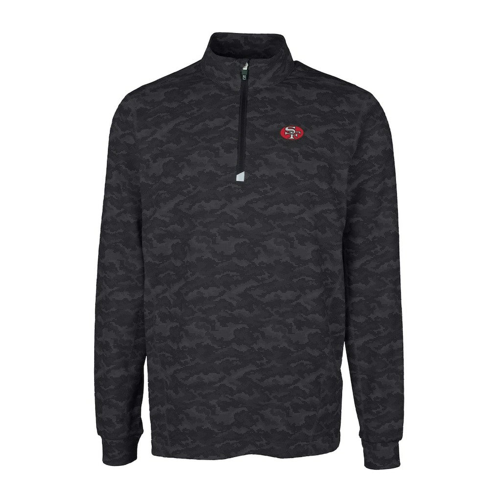 Cutter & Buck Throwback Logo Big & Tall Traverse Camo Print Stretch Quarter-Zip Pullover Top - San Francisco 49ers