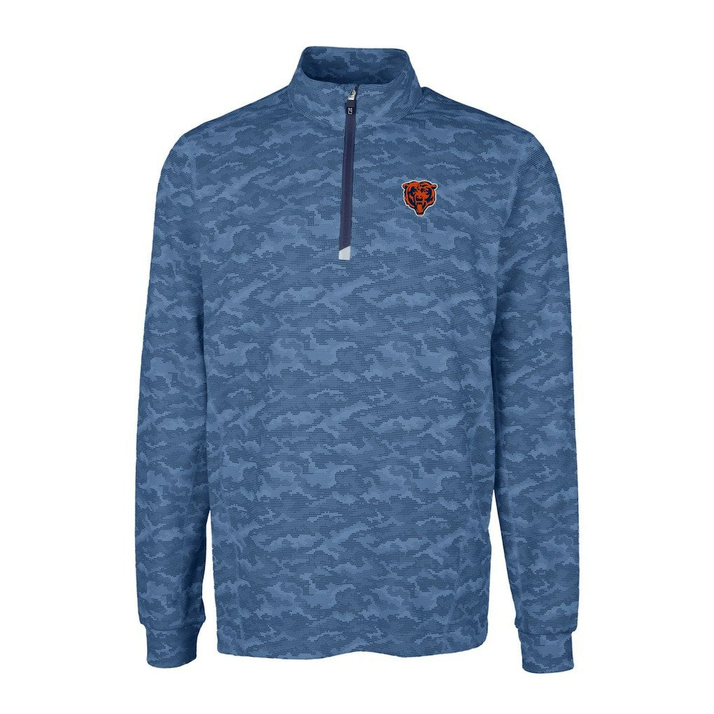 Cutter & Buck Throwback Logo Big & Tall Traverse Camo Print Stretch Quarter-Zip Pullover Top - Chicago Bears