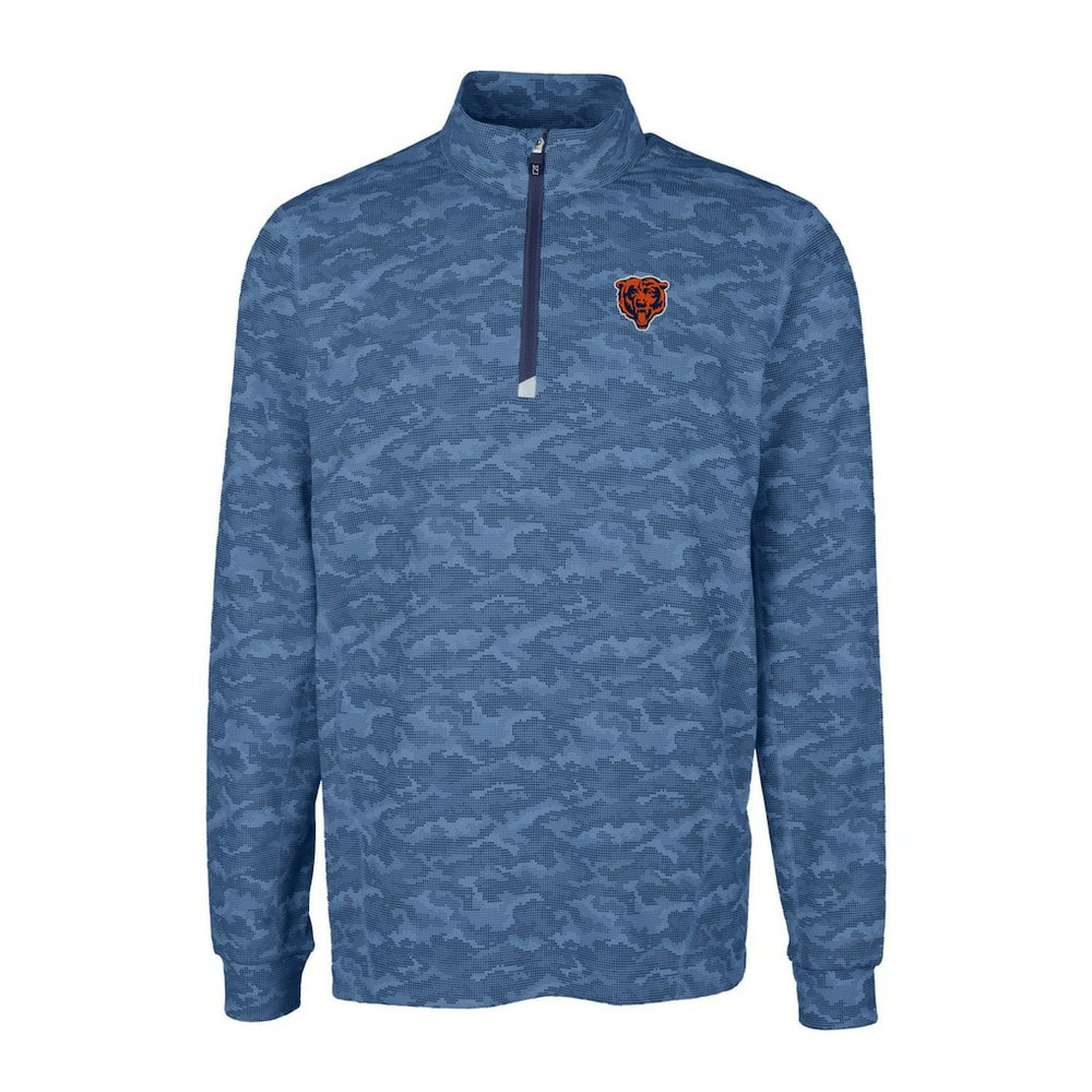 Cutter & Buck Throwback Logo Big & Tall Traverse Camo Print Stretch Quarter-Zip Pullover Top - Chicago Bears