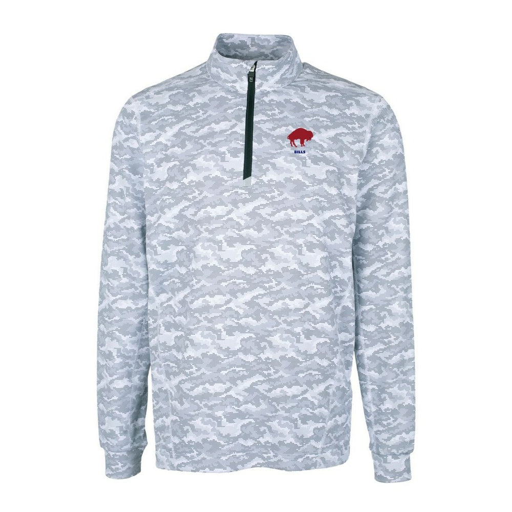 Cutter & Buck Throwback Logo Big & Tall Traverse Camo Print Stretch Quarter-Zip Pullover Top - Buffalo Bills