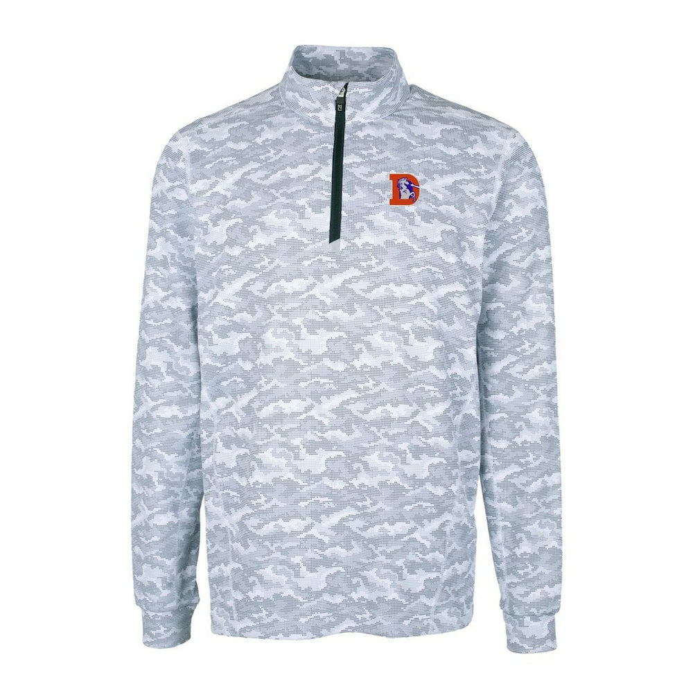 Cutter & Buck Throwback Logo Big & Tall Traverse Camo Print Stretch Quarter-Zip Pullover Top - Denver Broncos