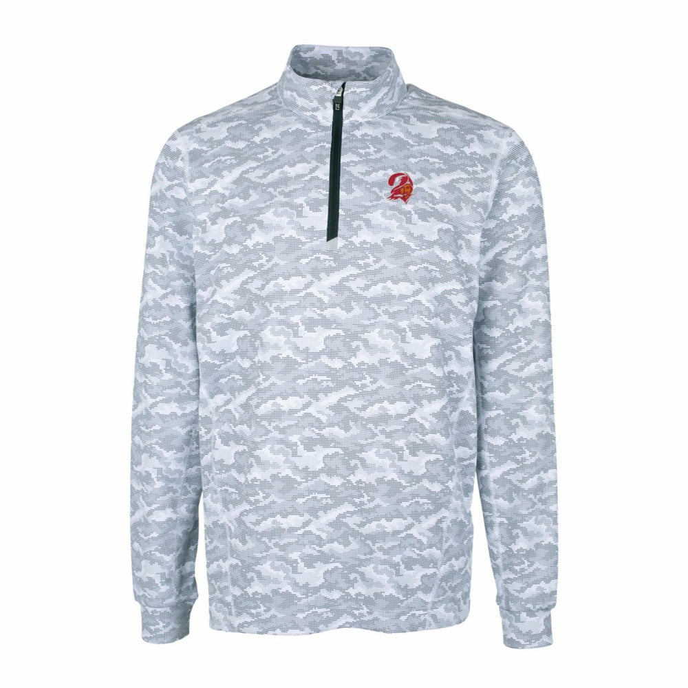 Cutter & Buck Throwback Logo Big & Tall Traverse Camo Print Stretch Quarter-Zip Pullover Top - Tampa Bay Buccaneers