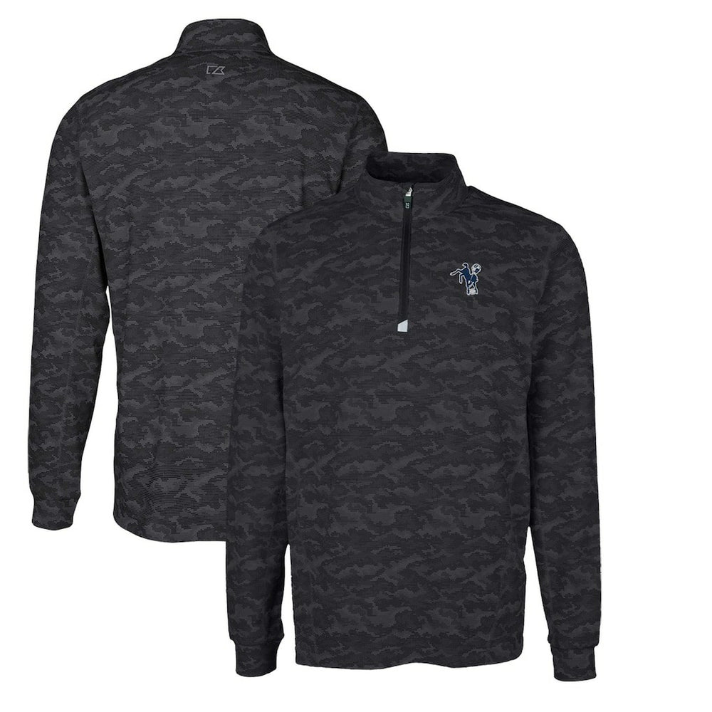 Cutter & Buck Throwback Logo Big & Tall Traverse Camo Print Stretch Quarter-Zip Pullover Top - Indianapolis Colts