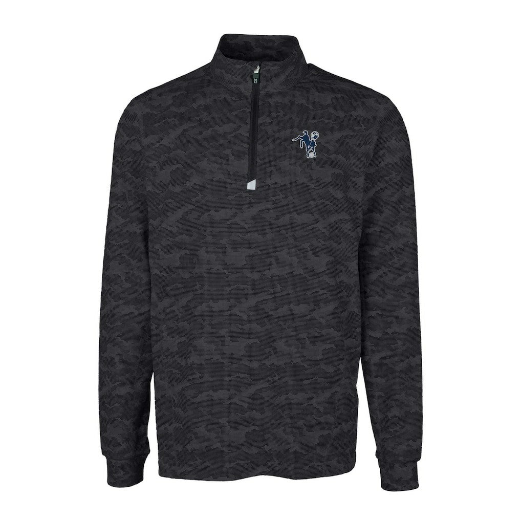 Cutter & Buck Throwback Logo Big & Tall Traverse Camo Print Stretch Quarter-Zip Pullover Top - Indianapolis Colts