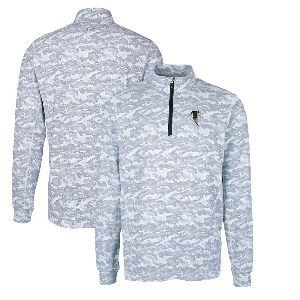 Cutter & Buck Throwback Logo Big & Tall Traverse Camo Print Stretch Quarter-Zip Pullover Top - Atlanta Falcons