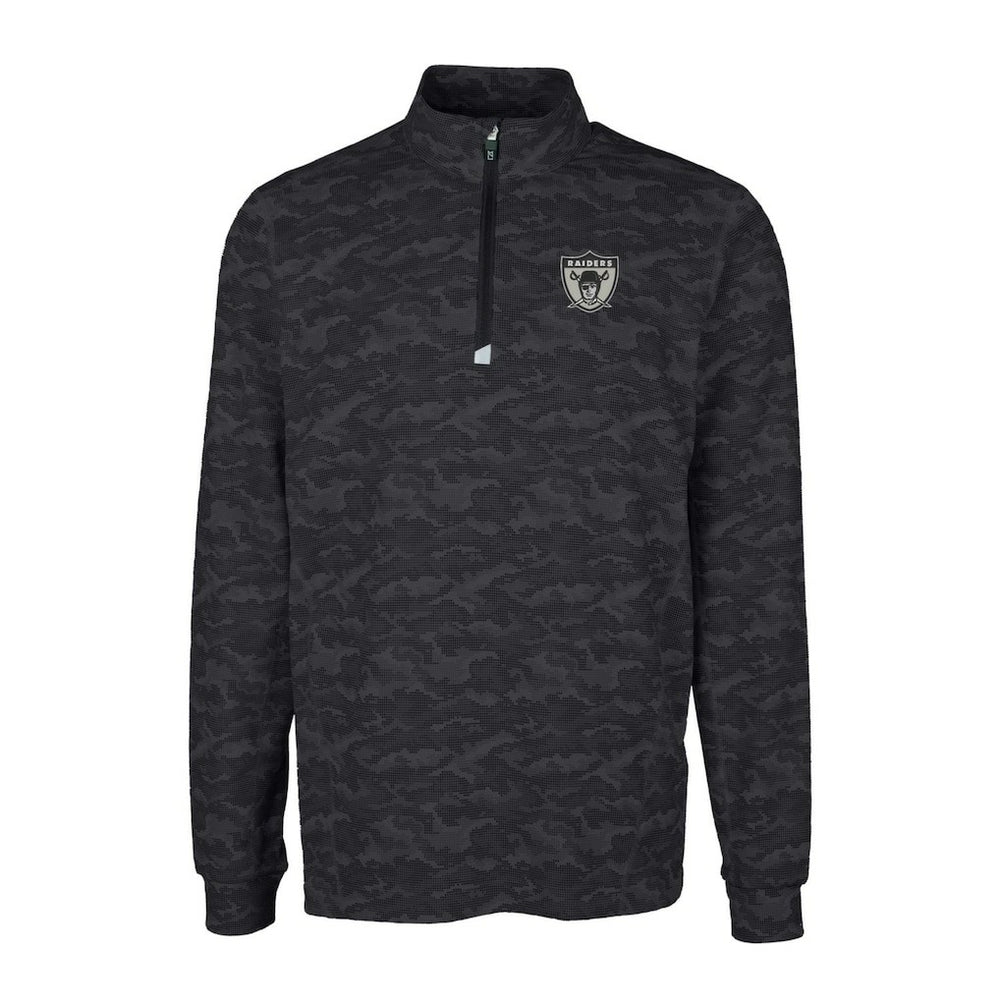 Cutter & Buck Throwback Logo Big & Tall Traverse Camo Print Stretch Quarter-Zip Pullover Top - Las Vegas Raiders