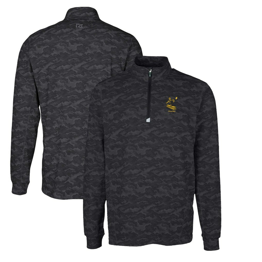 Cutter & Buck Throwback Logo Big & Tall Traverse Camo Print Stretch Quarter-Zip Pullover Top - Pittsburgh Steelers