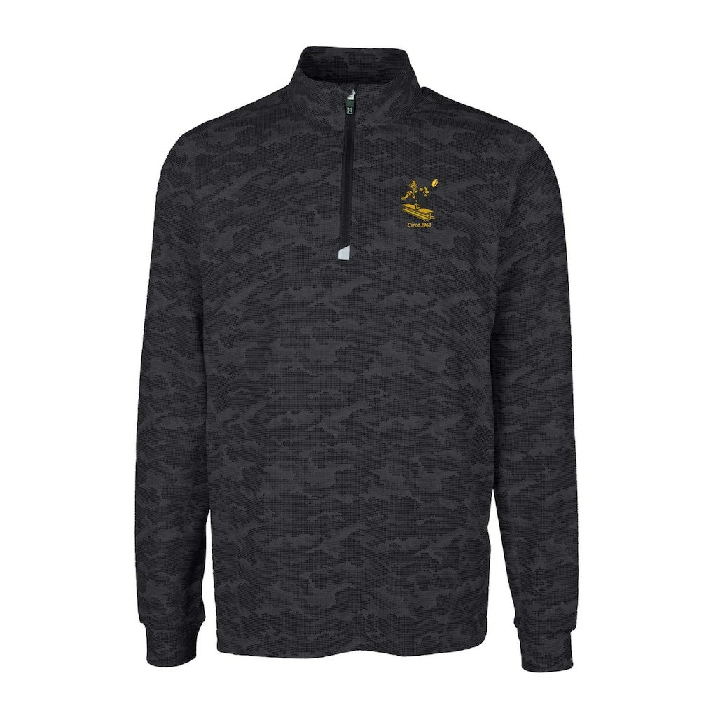 Cutter & Buck Throwback Logo Big & Tall Traverse Camo Print Stretch Quarter-Zip Pullover Top - Pittsburgh Steelers