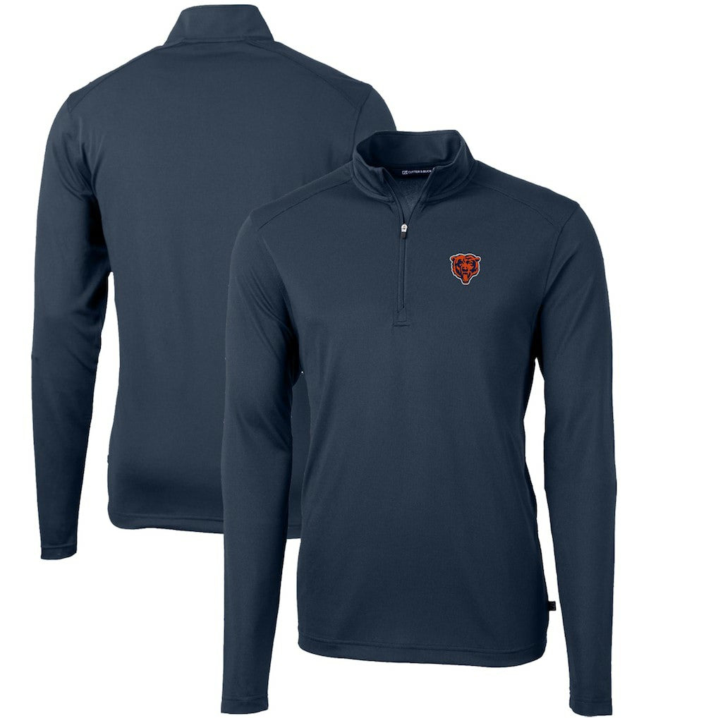 Cutter & Buck Throwback Logo Virtue Eco Pique Recycled Quarter-Zip Big & Tall Pullover Top - Chicago Bears