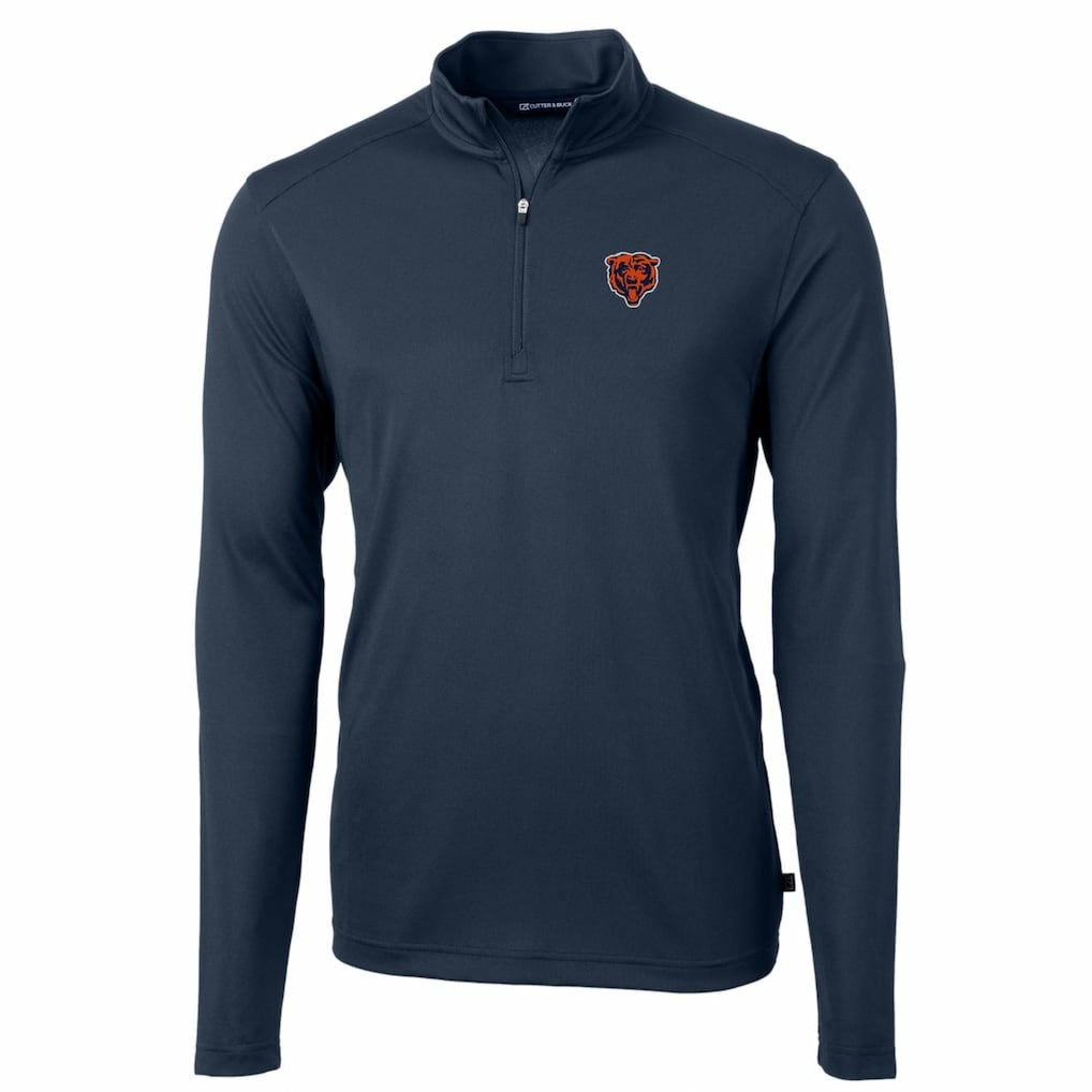 Cutter & Buck Throwback Logo Virtue Eco Pique Recycled Quarter-Zip Big & Tall Pullover Top - Chicago Bears