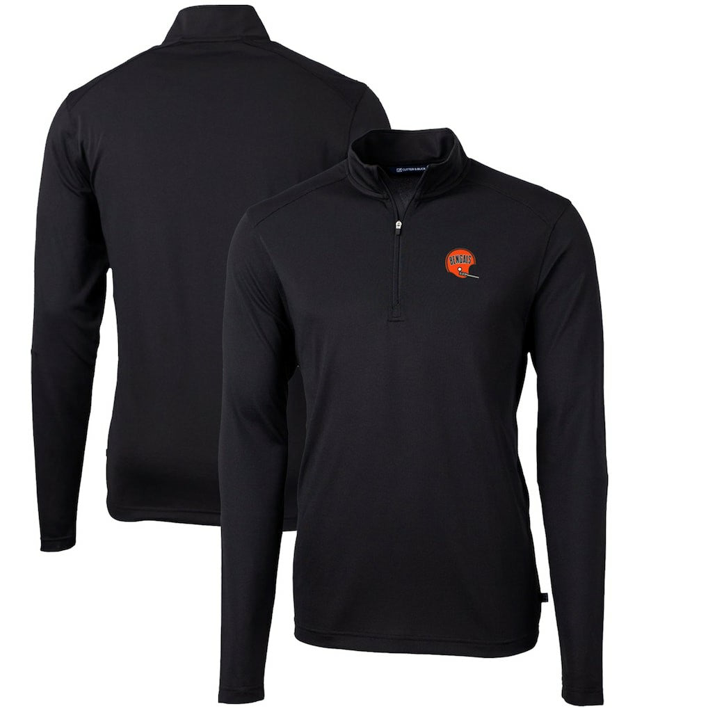 Cutter & Buck Throwback Logo Virtue Eco Pique Recycled Quarter-Zip Big & Tall Pullover Top - Cincinnati Bengals