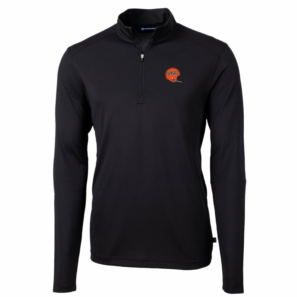 Cutter & Buck Throwback Logo Virtue Eco Pique Recycled Quarter-Zip Big & Tall Pullover Top - Cincinnati Bengals