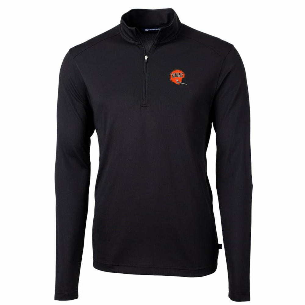 Cutter & Buck Throwback Logo Virtue Eco Pique Recycled Quarter-Zip Big & Tall Pullover Top - Cincinnati Bengals