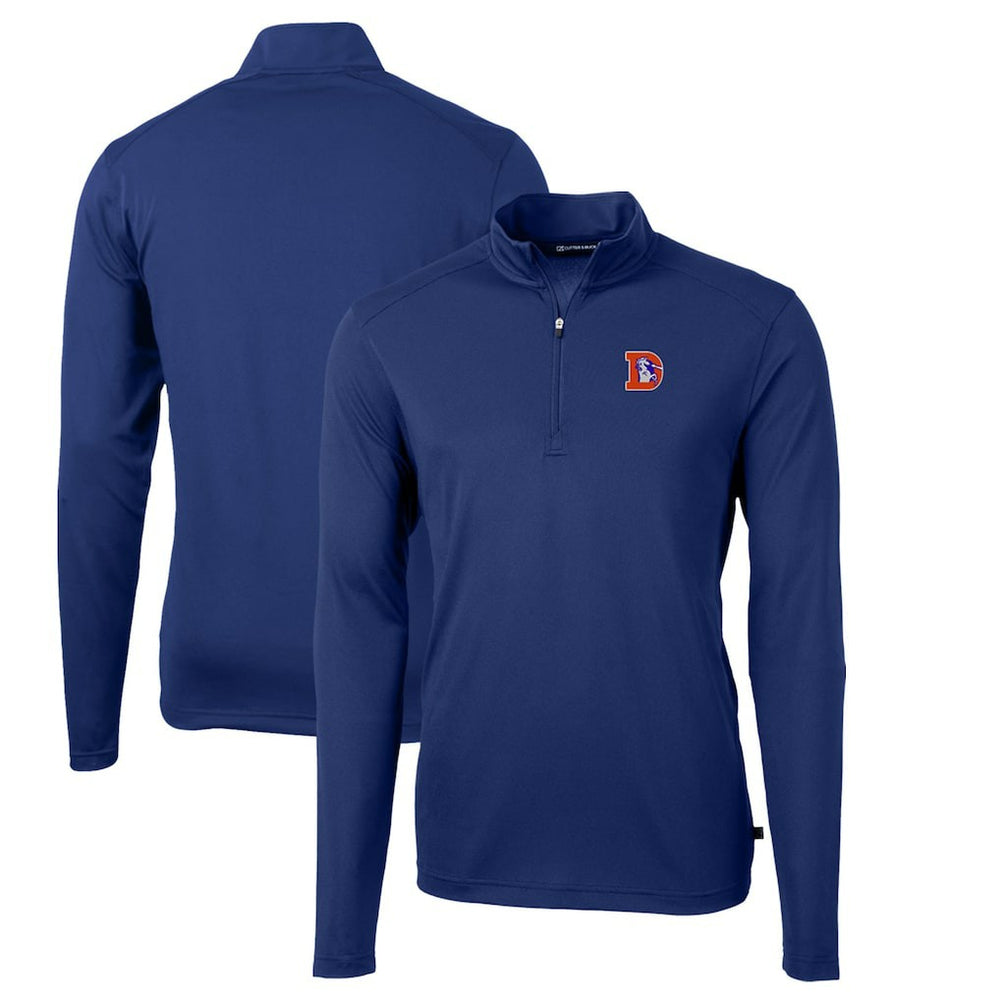 Cutter & Buck Throwback Logo Virtue Eco Pique Recycled Quarter-Zip Big & Tall Pullover Top - Denver Broncos