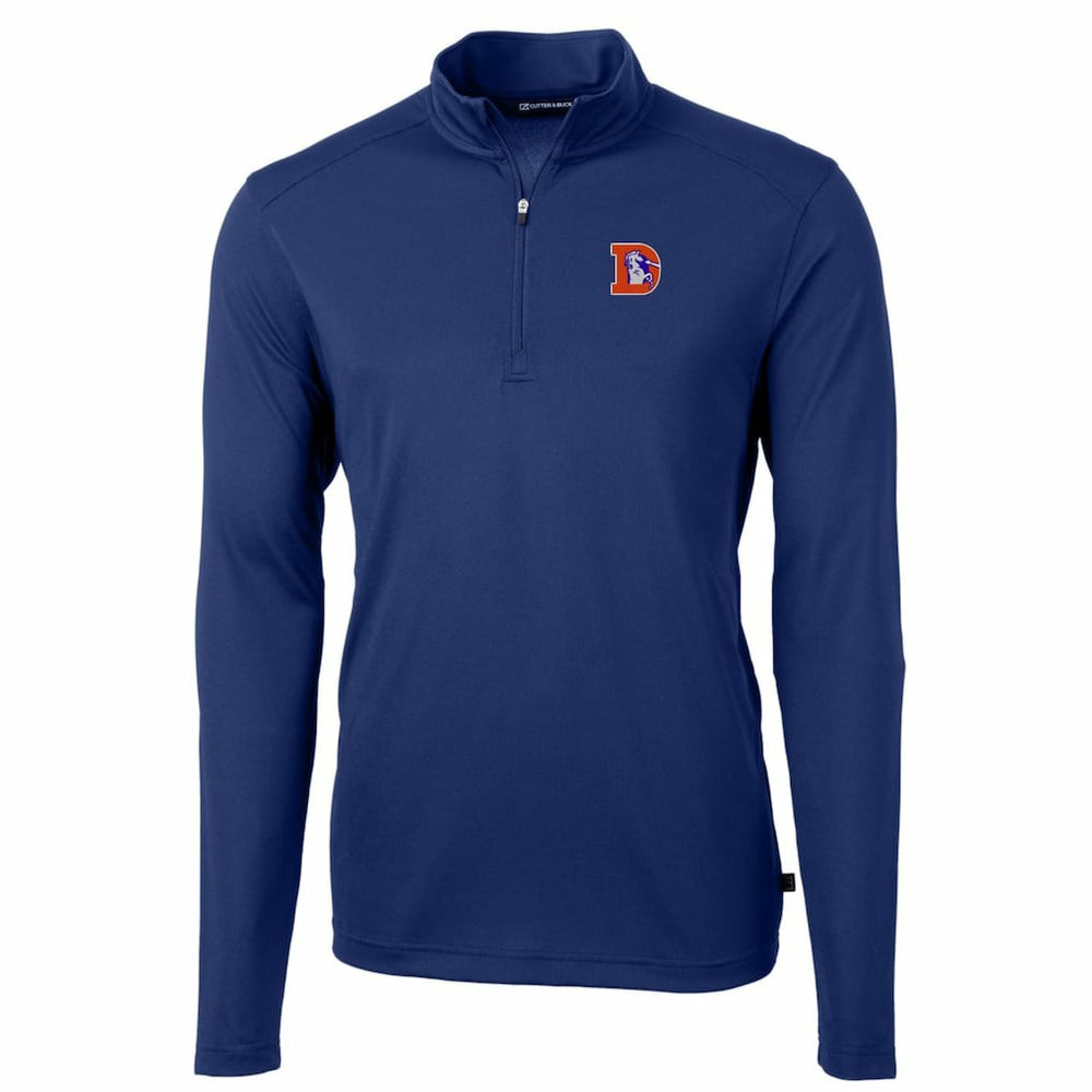 Cutter & Buck Throwback Logo Virtue Eco Pique Recycled Quarter-Zip Big & Tall Pullover Top - Denver Broncos