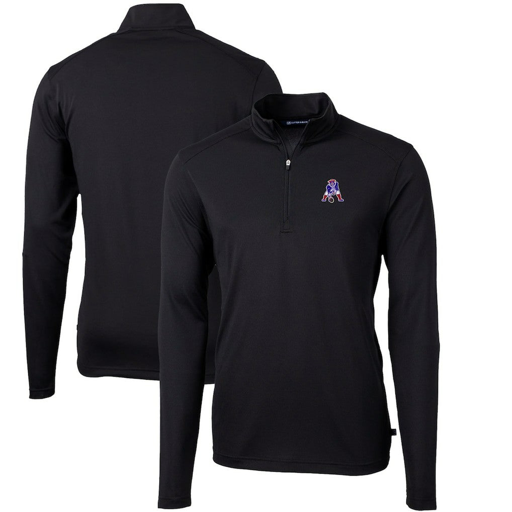 Cutter & Buck Throwback Logo Virtue Eco Pique Recycled Quarter-Zip Big & Tall Pullover Top - New England Patriots