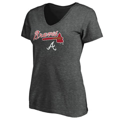 MLB Atlanta Braves Women's Team Lockup V-Neck T-Shirt