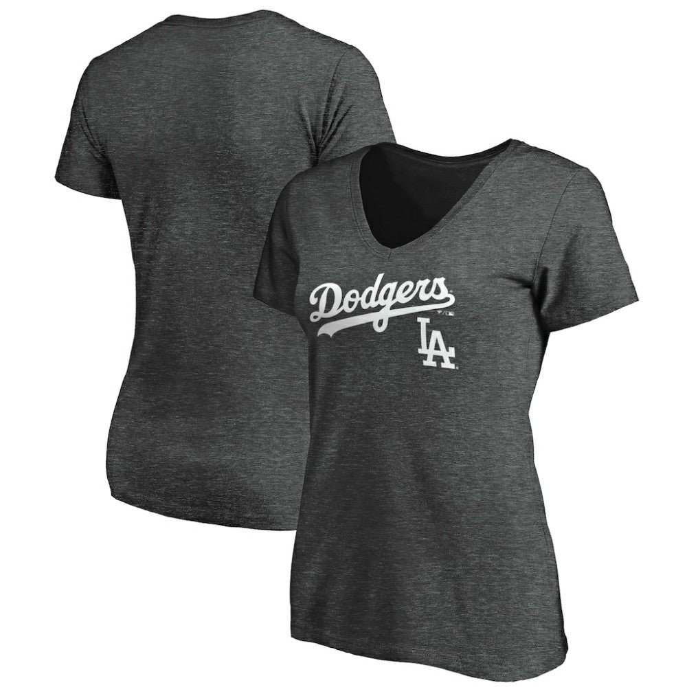 MLB Los Angeles Dodgers Women's Team Lockup V-Neck T-Shirt