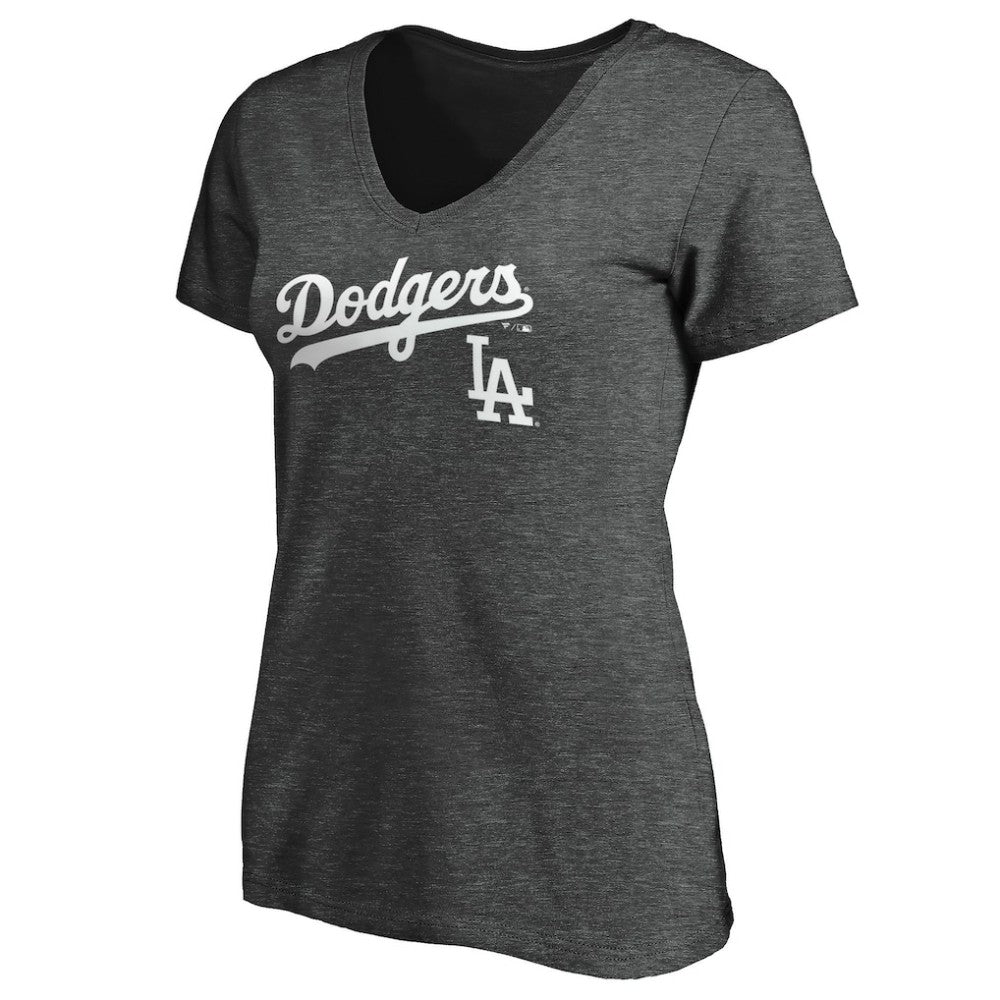 MLB Los Angeles Dodgers Women's Team Lockup V-Neck T-Shirt