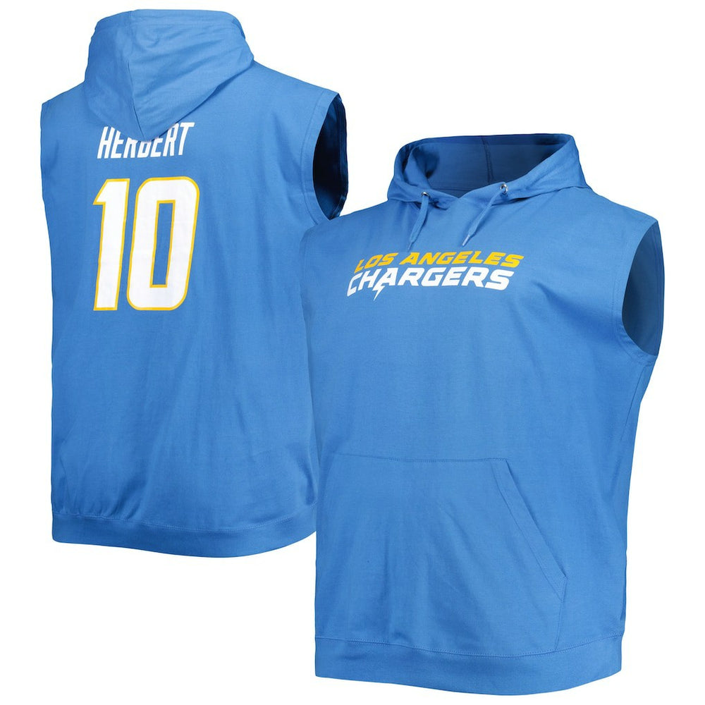 Justin Herbert  Profile Big & Tall Muscle Pullover Hoodie - Los Angeles Chargers