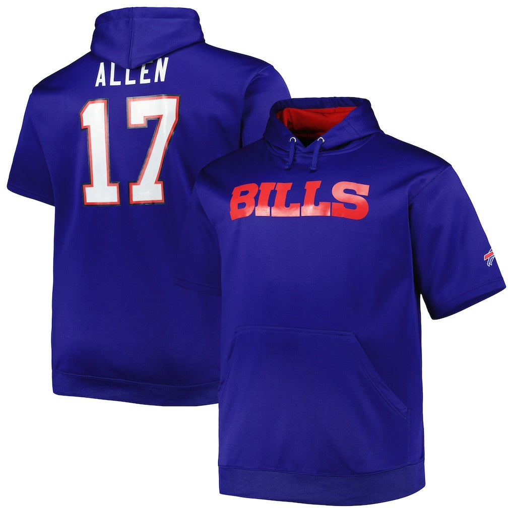 Josh Allen  Big & Tall Short Sleeve Pullover Hoodie - Buffalo Bills