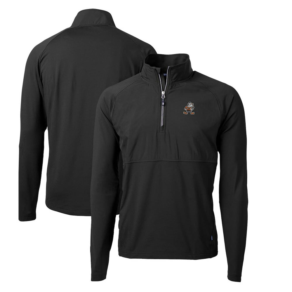 Cutter & Buck Adapt Eco Knit Hybrid Recycled Quarter-Zip Throwback Pullover Top - Cleveland Browns