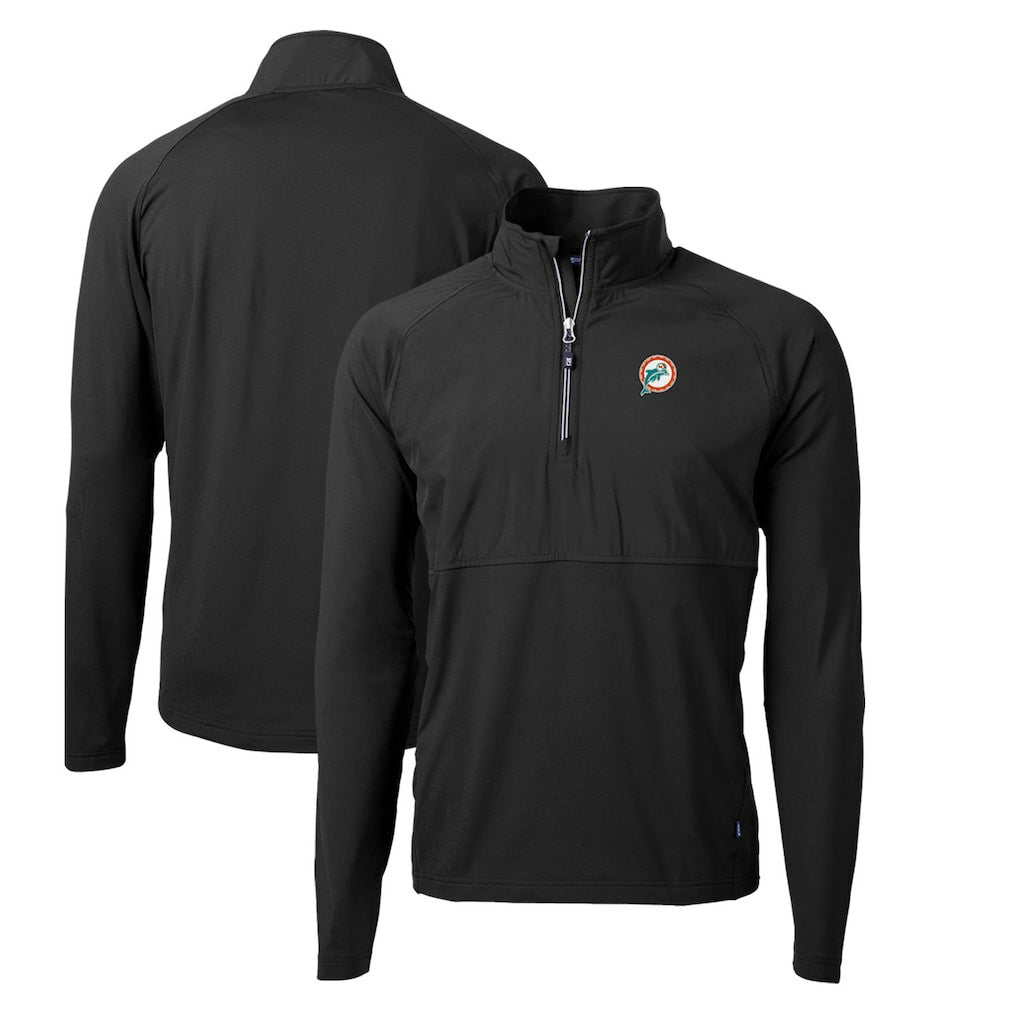Cutter & Buck Adapt Eco Knit Hybrid Recycled Quarter-Zip Throwback Pullover Top - Miami Dolphins