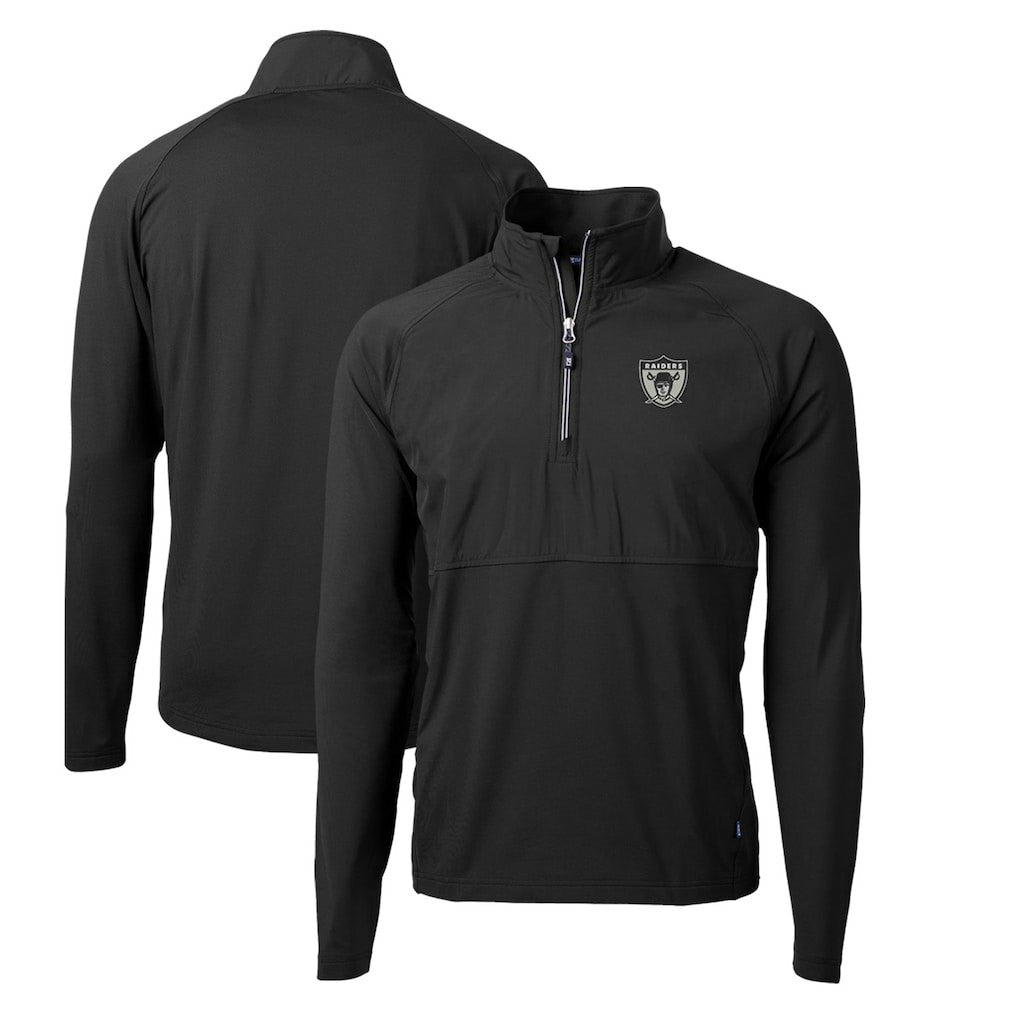 Cutter & Buck Adapt Eco Knit Hybrid Recycled Quarter-Zip Throwback Pullover Top - Las Vegas Raiders