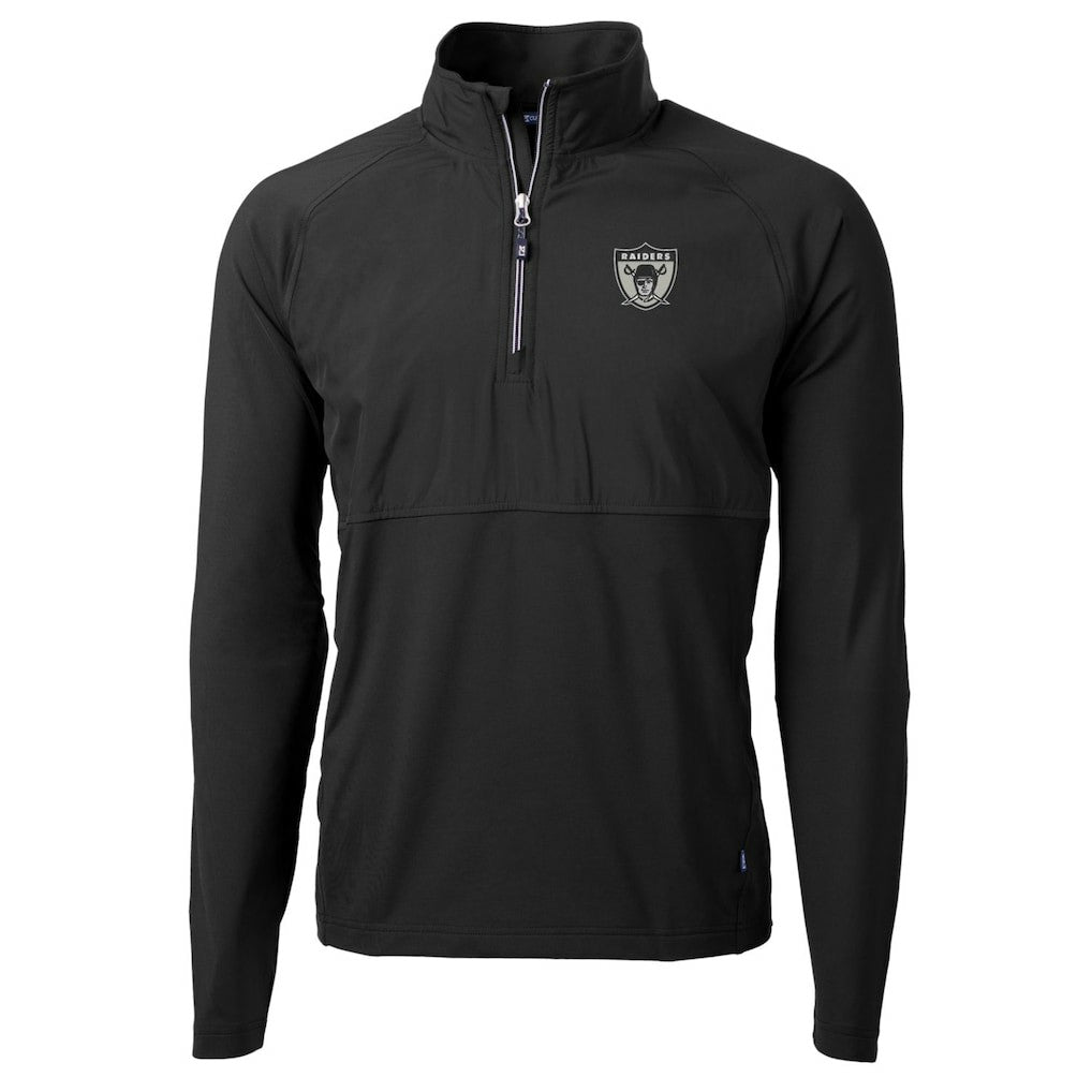Cutter & Buck Adapt Eco Knit Hybrid Recycled Quarter-Zip Throwback Pullover Top - Las Vegas Raiders