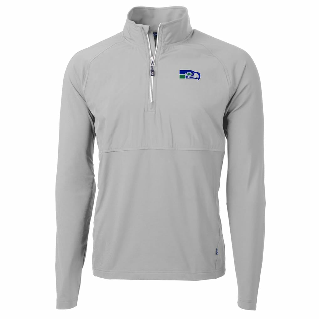Cutter & Buck Adapt Eco Knit Hybrid Recycled Quarter-Zip Throwback Pullover Top - Seattle Seahawks