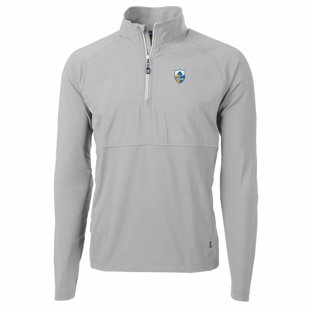 Cutter & Buck Adapt Eco Knit Hybrid Recycled Quarter-Zip Throwback Pullover Top - Los Angeles Chargers
