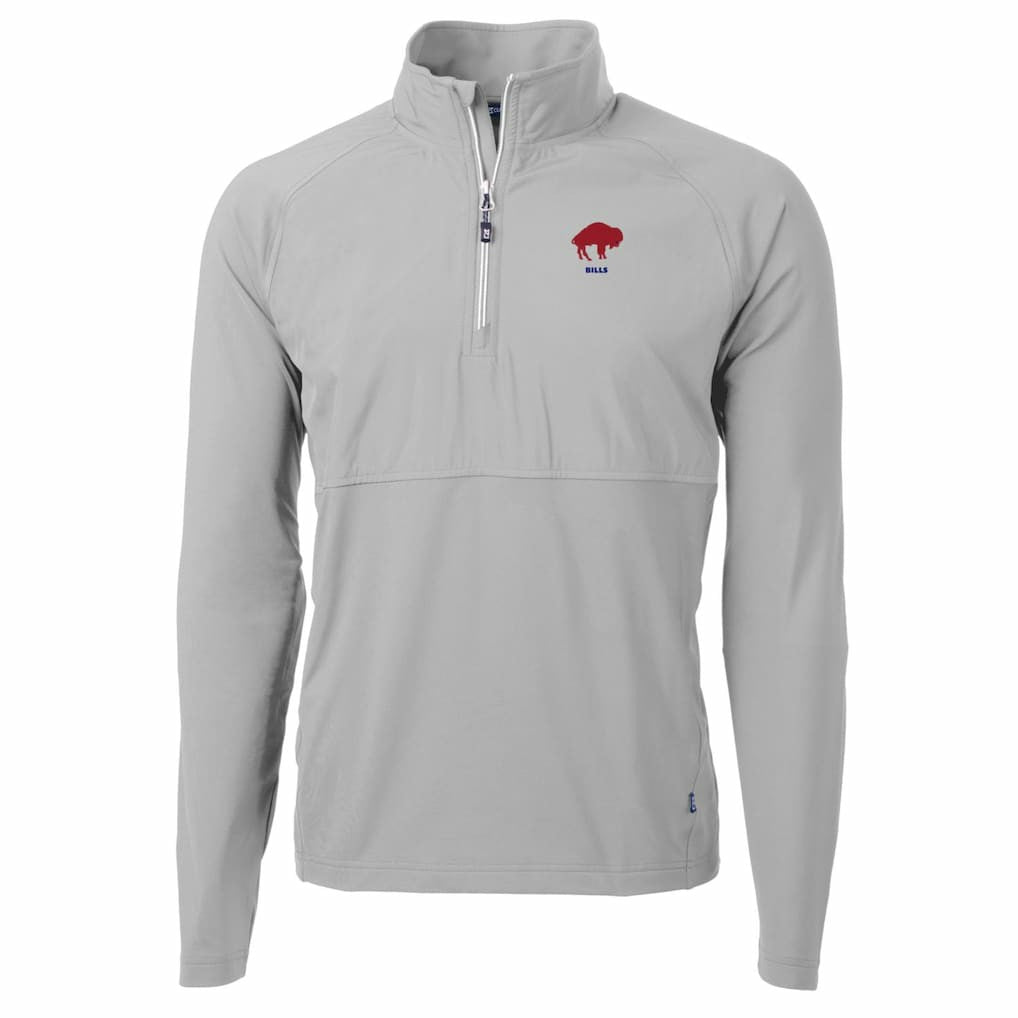 Cutter & Buck Adapt Eco Knit Hybrid Recycled Quarter-Zip Throwback Pullover Top - Buffalo Bills