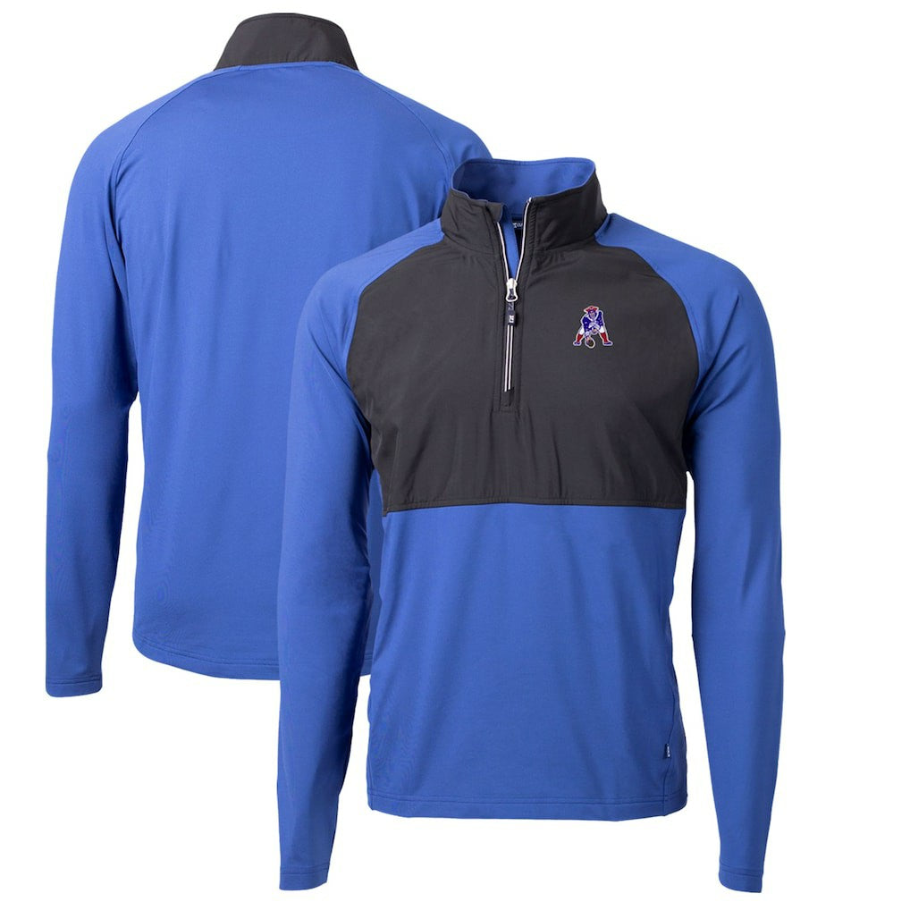 Cutter & Buck Adapt Eco Knit Hybrid Recycled Quarter-Zip Throwback Pullover Top - New England Patriots