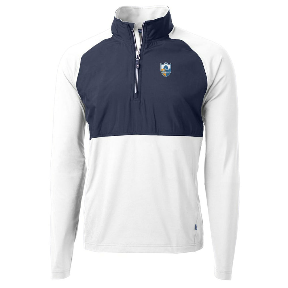 Cutter & Buck Adapt Eco Knit Hybrid Recycled Quarter-Zip Throwback Pullover Top - Los Angeles Chargers