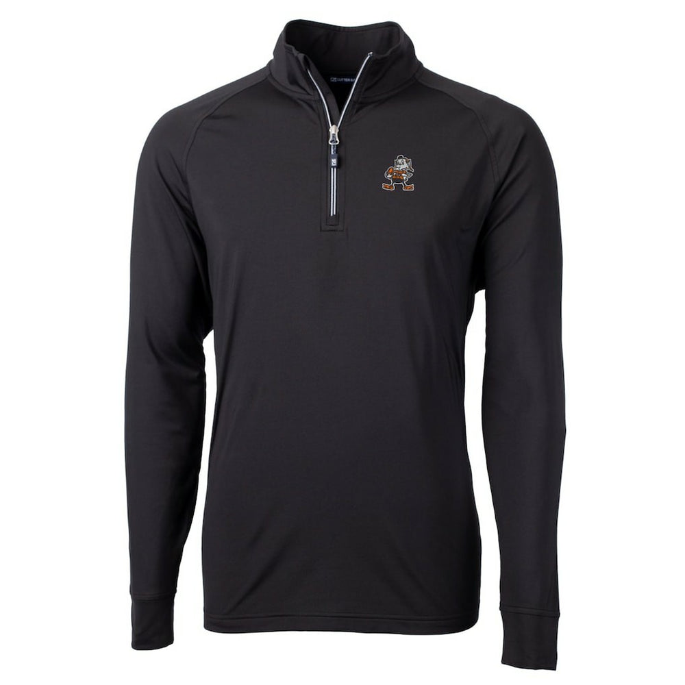 Cutter & Buck Adapt Eco Knit Stretch Recycled Quarter-Zip Throwback Pullover Top - Cleveland Browns