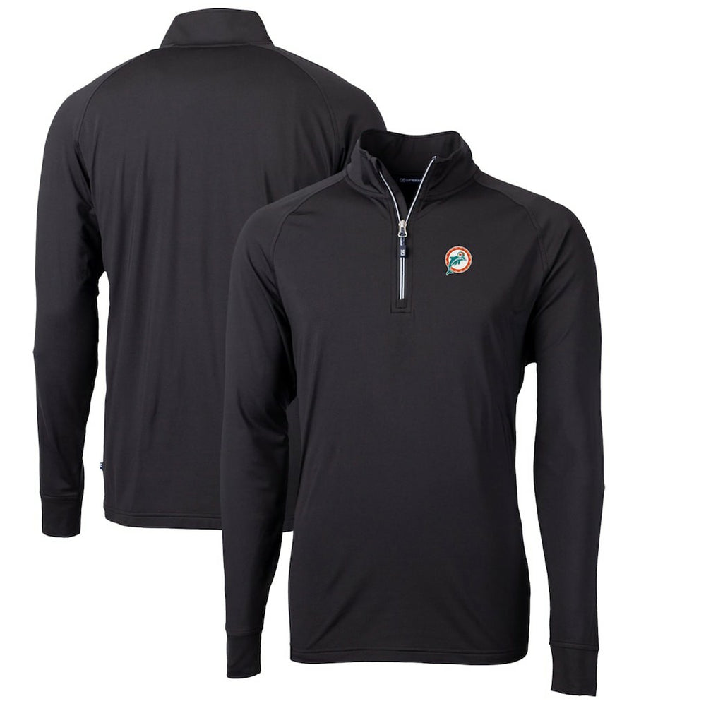 Cutter & Buck Adapt Eco Knit Stretch Recycled Quarter-Zip Throwback Pullover Top - Miami Dolphins