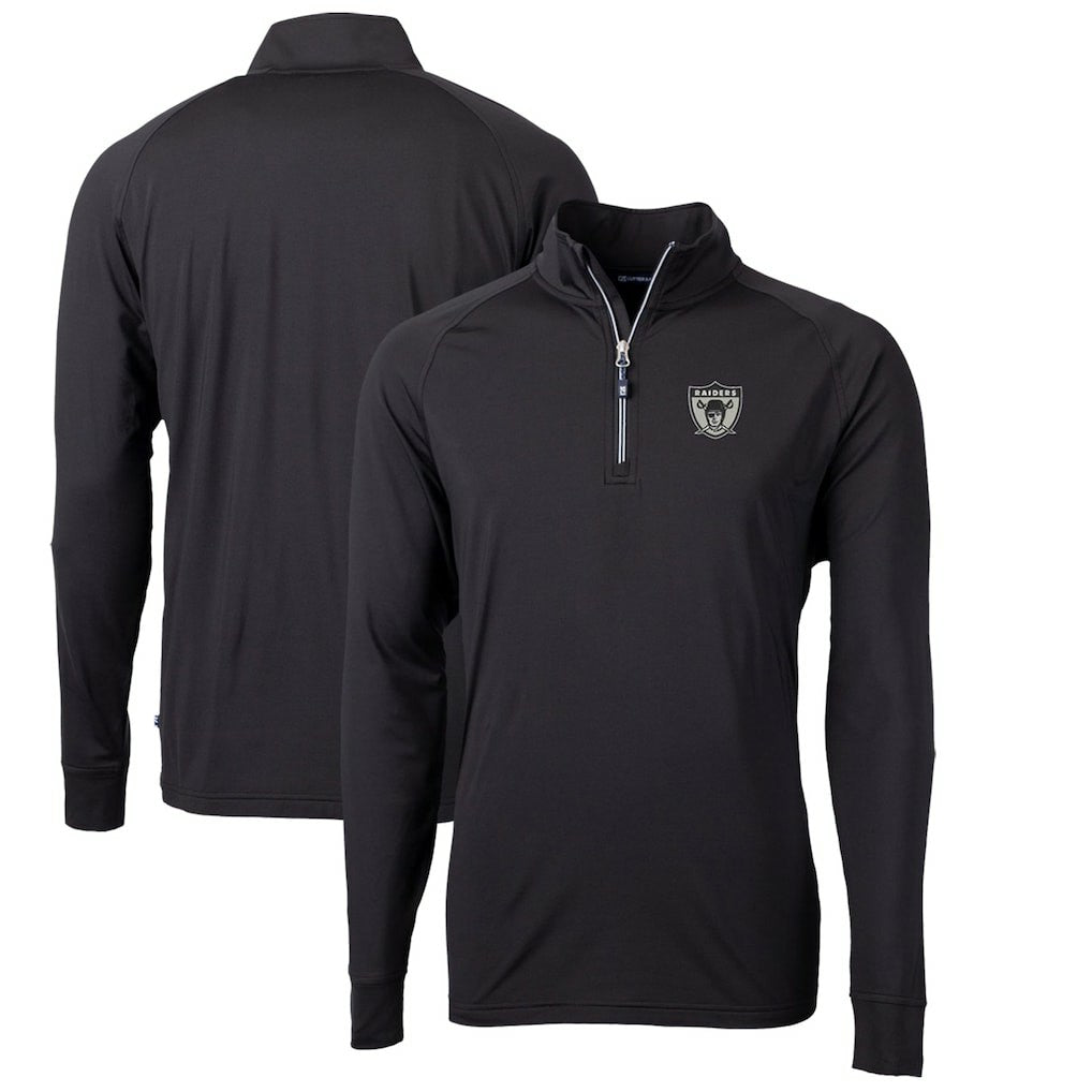 Cutter & Buck Adapt Eco Knit Stretch Recycled Quarter-Zip Throwback Pullover Top - Las Vegas Raiders
