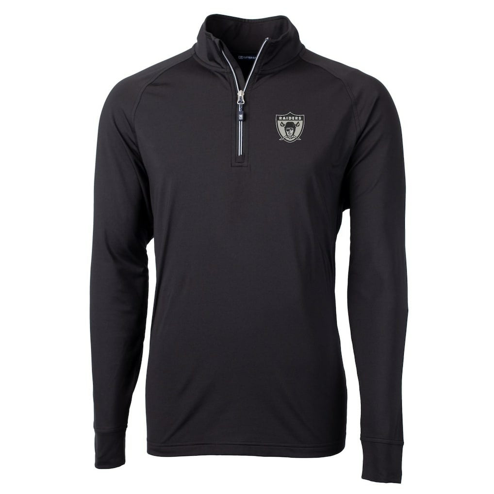 Cutter & Buck Adapt Eco Knit Stretch Recycled Quarter-Zip Throwback Pullover Top - Las Vegas Raiders