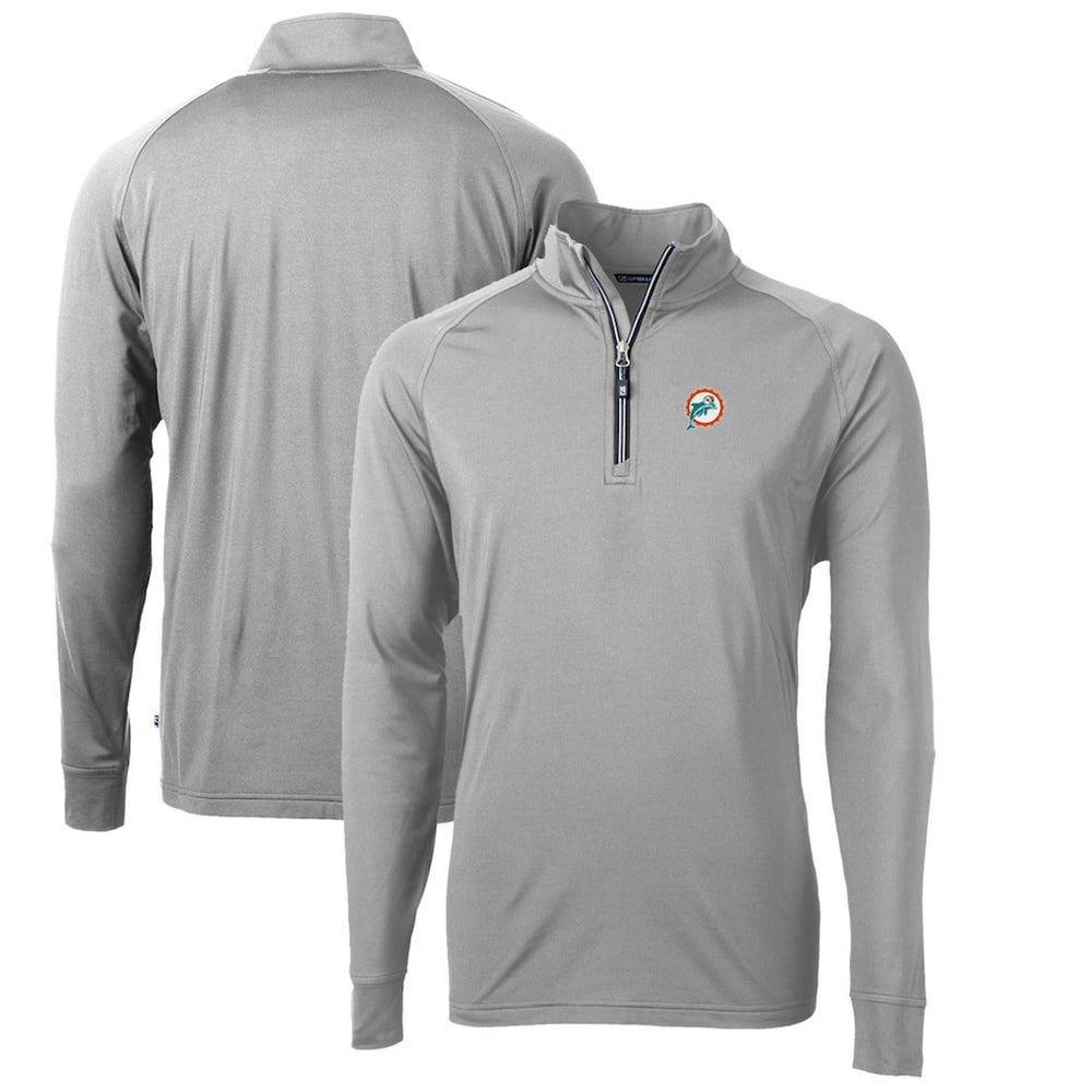 Cutter & Buck Adapt Eco Knit Stretch Recycled Quarter-Zip Throwback Pullover Top - Miami Dolphins
