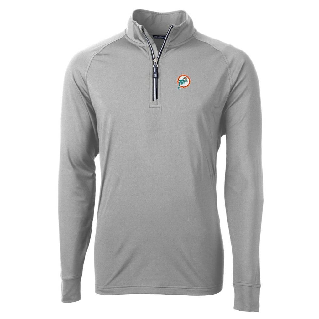 Cutter & Buck Adapt Eco Knit Stretch Recycled Quarter-Zip Throwback Pullover Top - Miami Dolphins