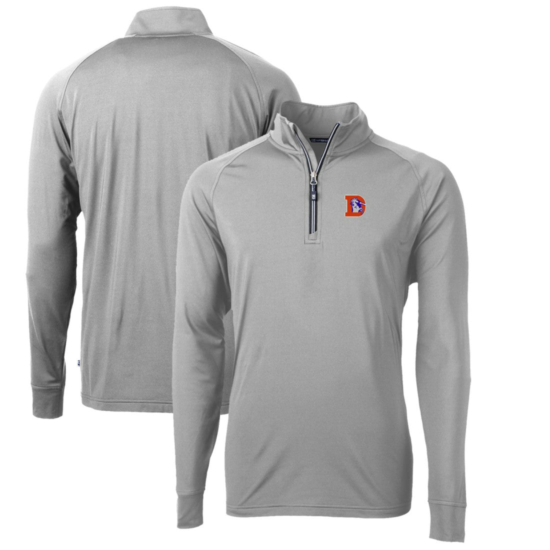 Cutter & Buck Adapt Eco Knit Stretch Recycled Quarter-Zip Throwback Pullover Top - Denver Broncos