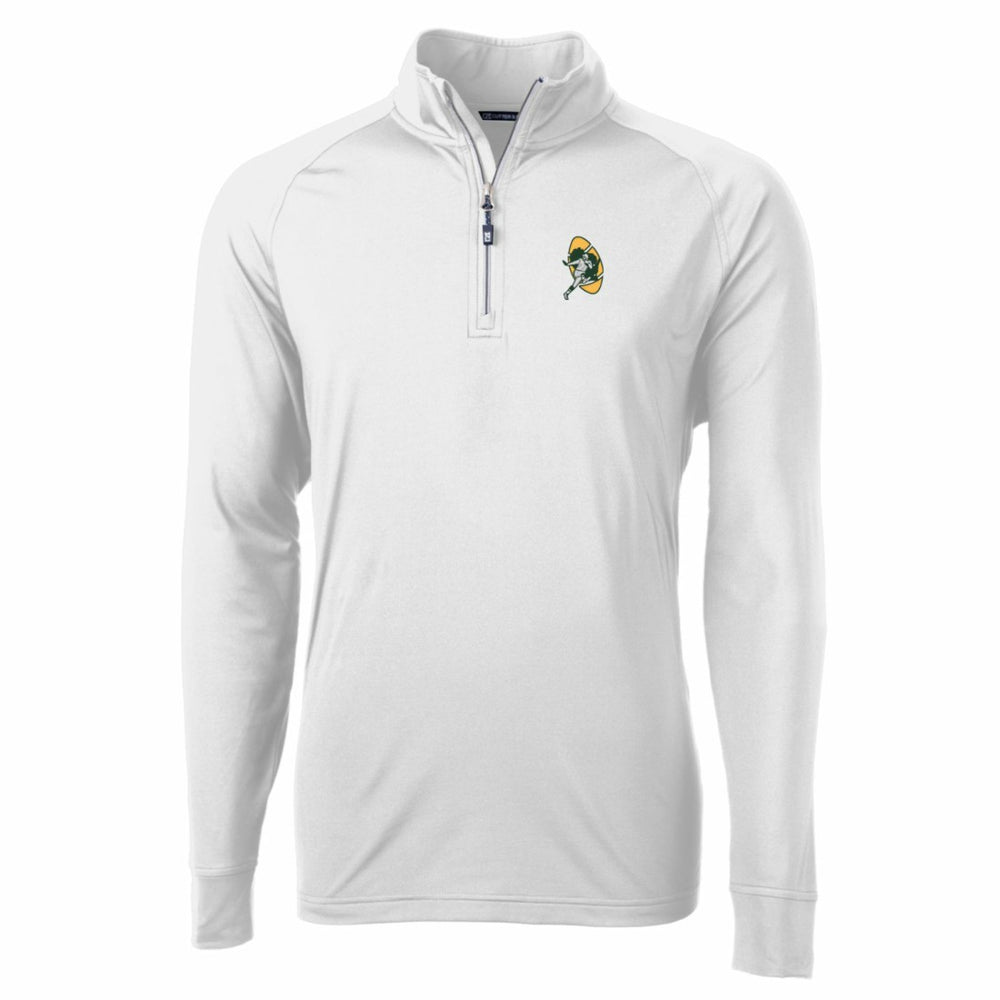 Cutter & Buck Adapt Eco Knit Stretch Recycled Quarter-Zip Throwback Pullover Top - Green Bay Packers