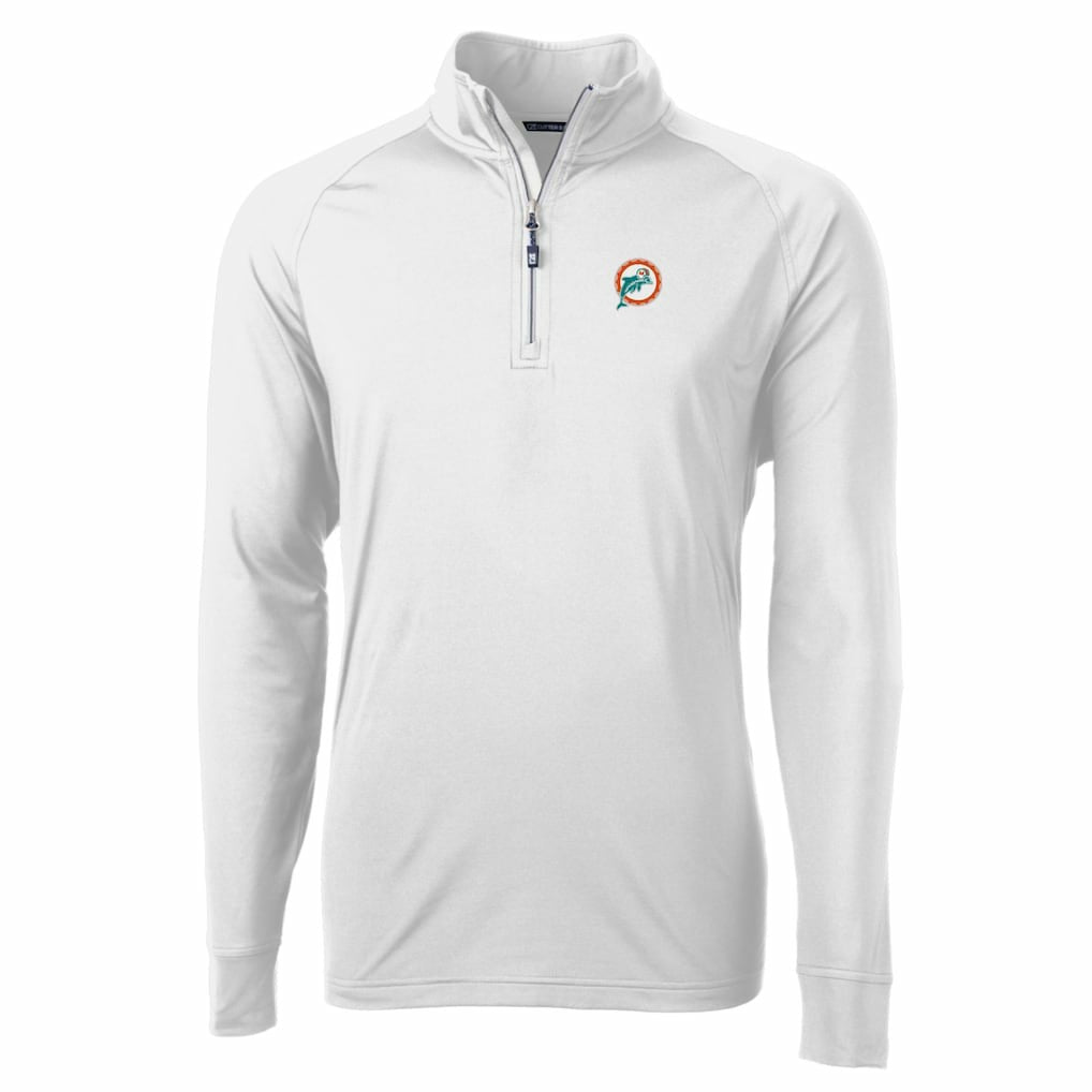 Cutter & Buck Adapt Eco Knit Stretch Recycled Quarter-Zip Throwback Pullover Top - Miami Dolphins