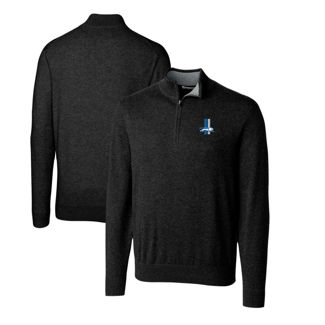 Cutter & Buck Throwback Logo Lakemont Tri-Blend Quarter-Zip Pullover Sweater - Detroit Lions