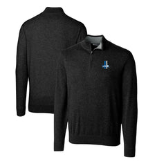 Cutter & Buck Throwback Logo Lakemont Tri-Blend Quarter-Zip Pullover Sweater - Detroit Lions
