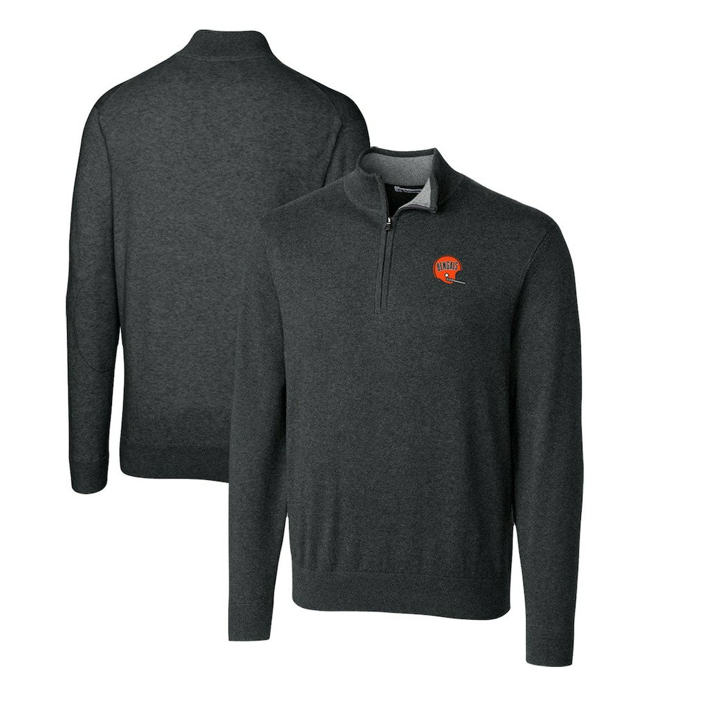 Cutter & Buck Throwback Logo Lakemont Tri-Blend Quarter-Zip Pullover Sweater - Cincinnati Bengals