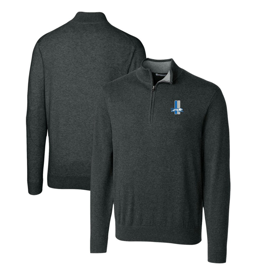 Cutter & Buck Throwback Logo Lakemont Tri-Blend Quarter-Zip Pullover Sweater - Detroit Lions