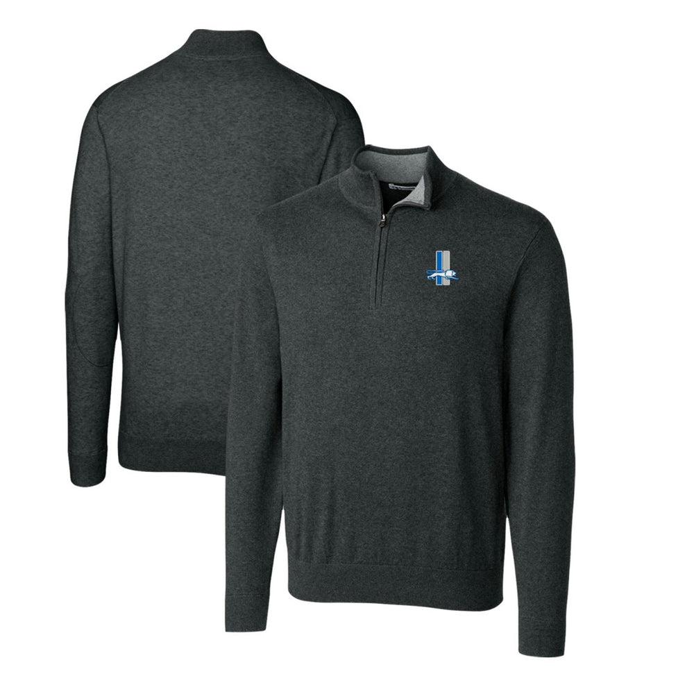 Cutter & Buck Throwback Logo Lakemont Tri-Blend Quarter-Zip Pullover Sweater - Detroit Lions